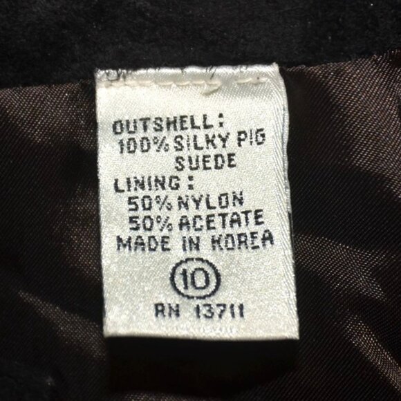 Vintage 80's Evan Davies Black Suede Leather Embroidered Blazer Jacket Size 10 - Picture 12 of 13